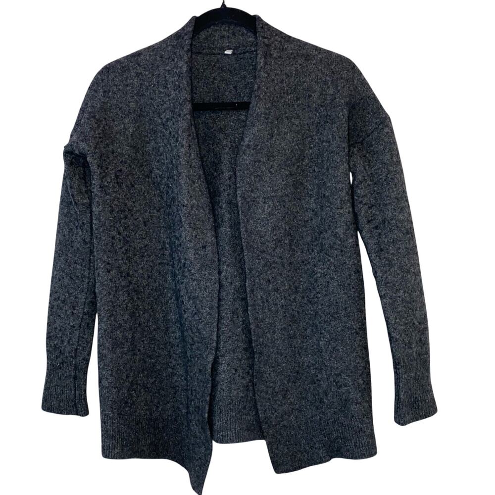 Muji Wool‎ Yak Blend Open Cardigan M/L Gray Black Minimalist Luxury